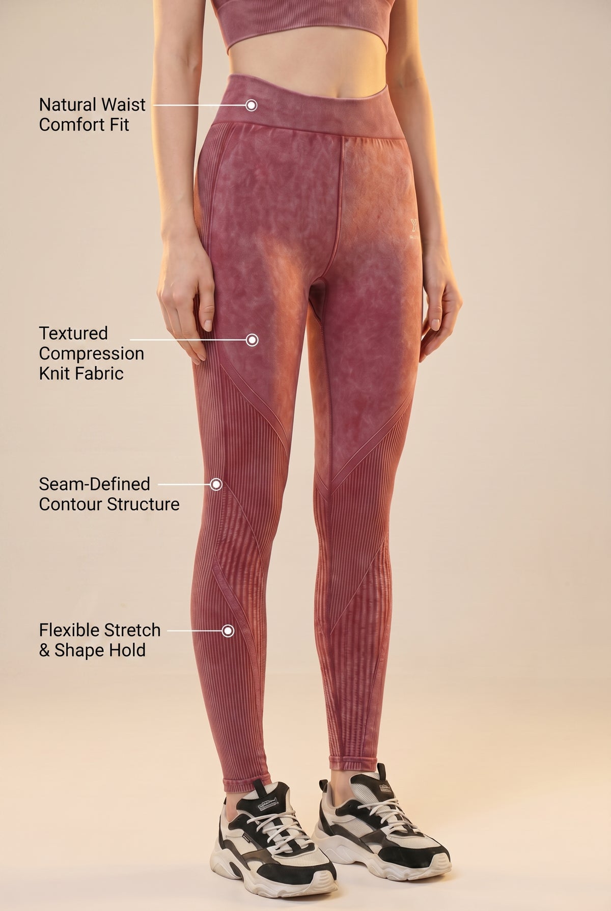 Seamless Melange High-Waist Legging - Red Apparel & Accessories > Activewear > Leggings > High-Waist Leggings by Profit Outfits