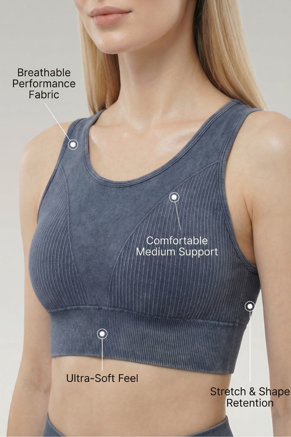 Seamless Melange Sports Bra Apparel & Accessories > Activewear > Sports Bras by Profit Outfits