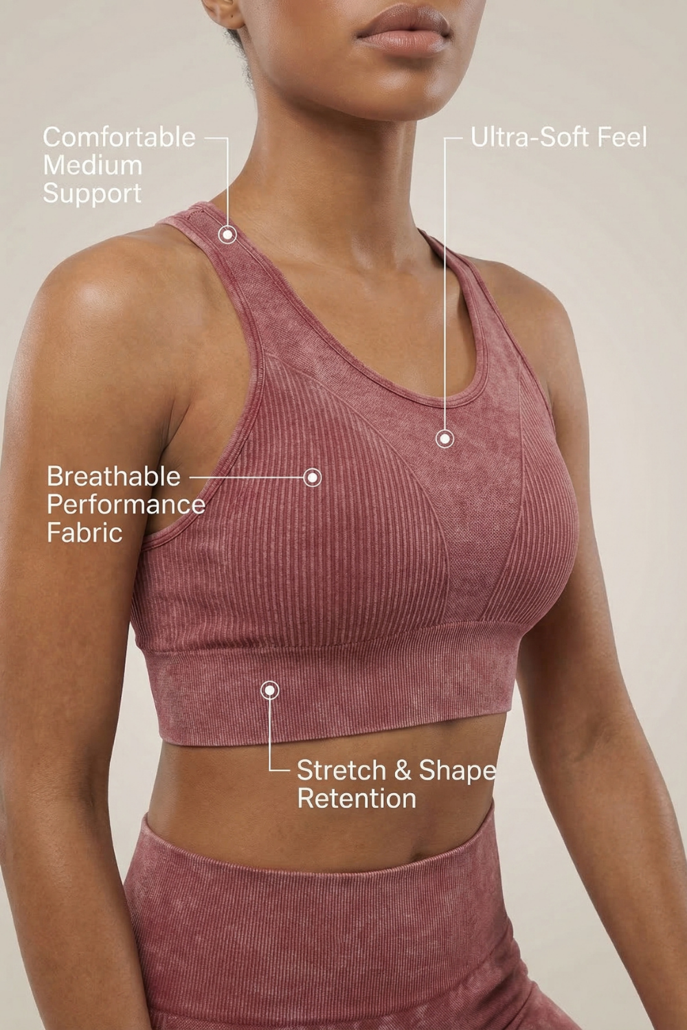 Seamless Melange Sports Bra Apparel & Accessories > Activewear > Sports Bras by Profit Outfits