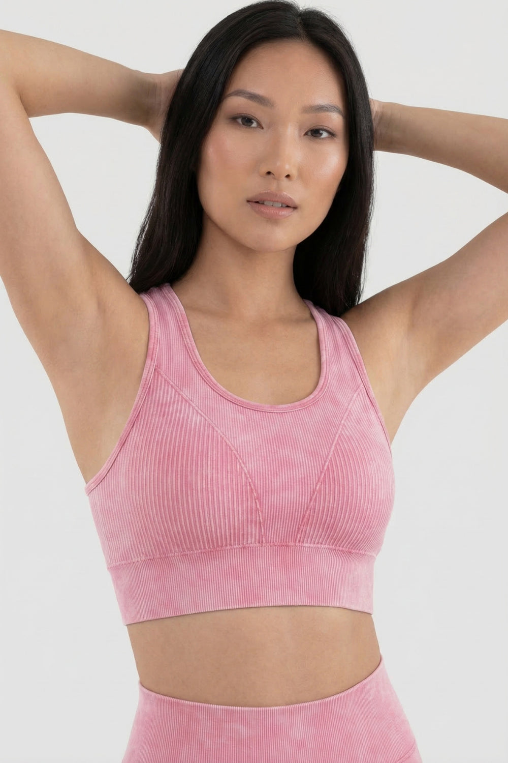 Seamless Melange Sports Bra - Pink Apparel & Accessories > Activewear > Sports Bras by Profit Outfits