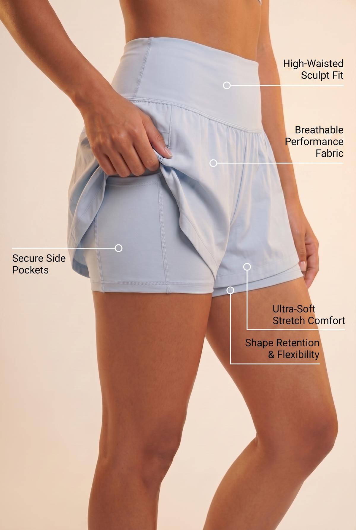 SoftTouch 3-Pocket Skorts Apparel & Accessories > Activewear > Skorts by Profit Outfits