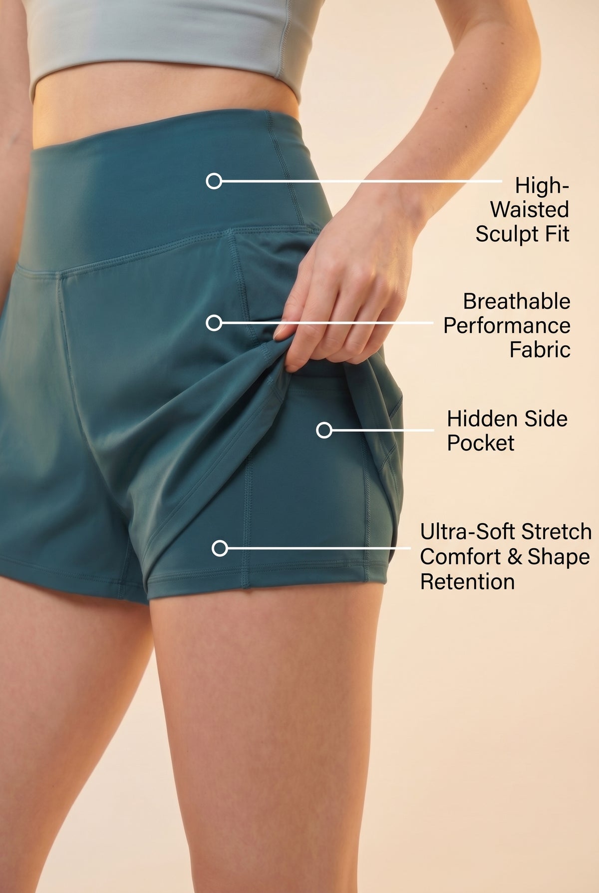 SoftTouch 3-Pocket Skorts - Dark Green Apparel & Accessories > Activewear > Skorts by Profit Outfits