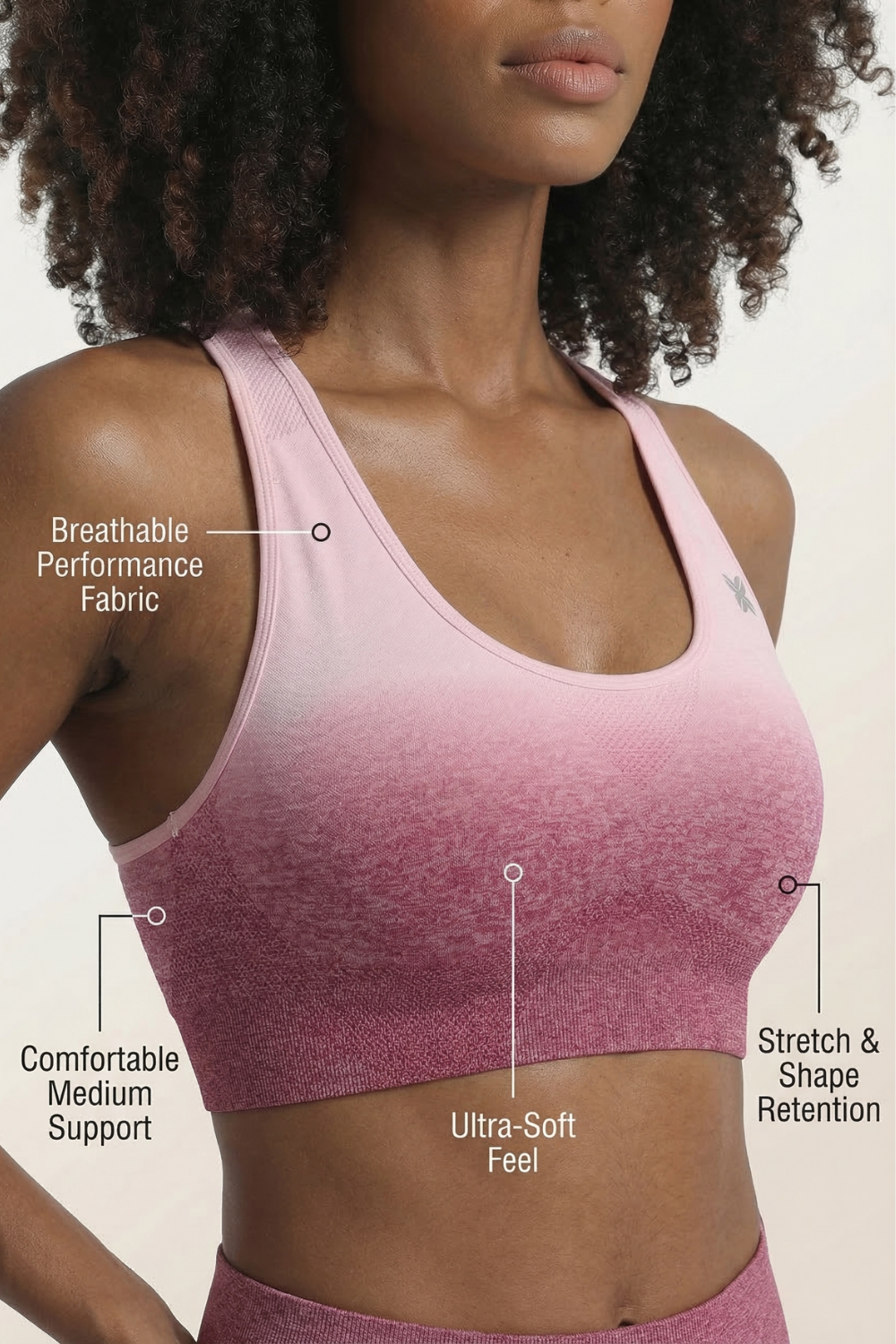 SoftTouch Ombre Bra Apparel & Accessories > Activewear > Sports Bras by Profit Outfits