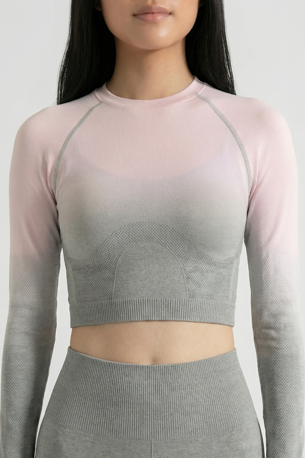 SoftTouch Ombre Long Sleeve Crop Top Apparel & Accessories > Activewear > Tops by Profit Outfits