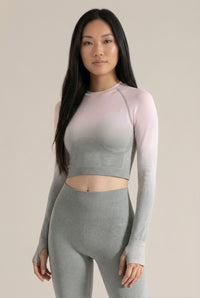 SoftTouch Ombre Long Sleeve Crop Top Apparel & Accessories > Activewear > Tops by Profit Outfits
