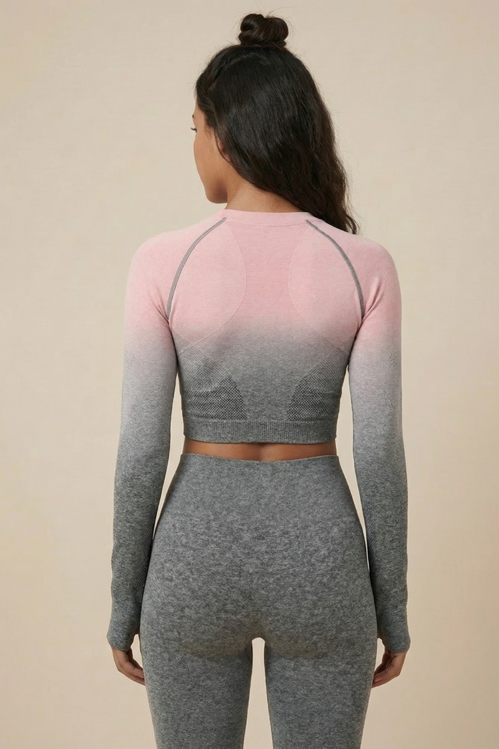 SoftTouch Ombre Long Sleeve Crop Top Apparel & Accessories > Activewear > Tops by Profit Outfits