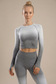 SoftTouch Ombre Long Sleeve Crop Top Apparel & Accessories > Activewear > Tops by Profit Outfits