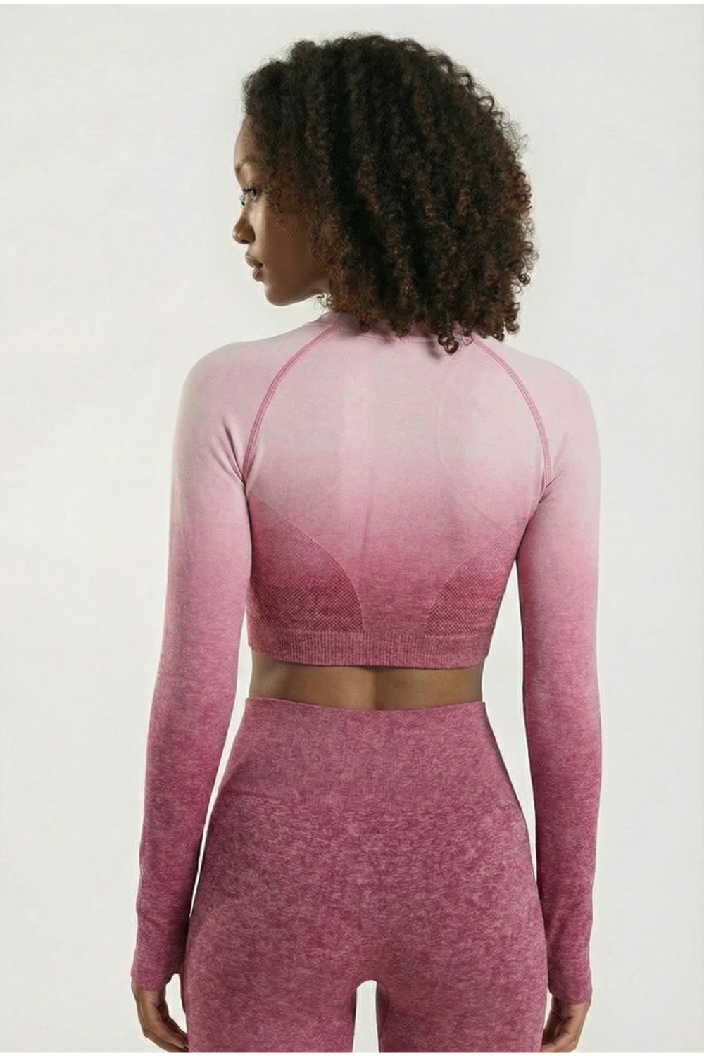 SoftTouch Ombre Long Sleeve Crop Top Apparel & Accessories > Activewear > Tops by Profit Outfits
