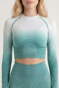 SoftTouch Ombre Long Sleeve Crop Top  by Profit Outfits