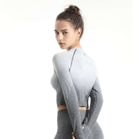 SoftTouch Ombre Long Sleeve Crop Top  by Profit Outfits