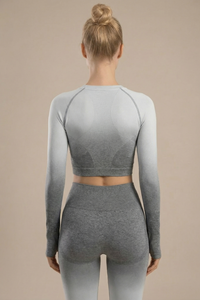 SoftTouch Ombre Long Sleeve Crop Top  by Profit Outfits