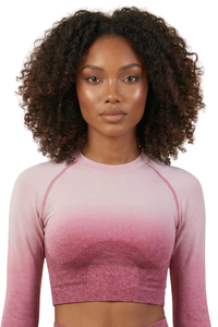 SoftTouch Ombre Long Sleeve Crop Top  by PROFIT OUTFITS