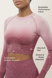 SoftTouch Ombre Long Sleeve Crop Top  by Profit Outfits