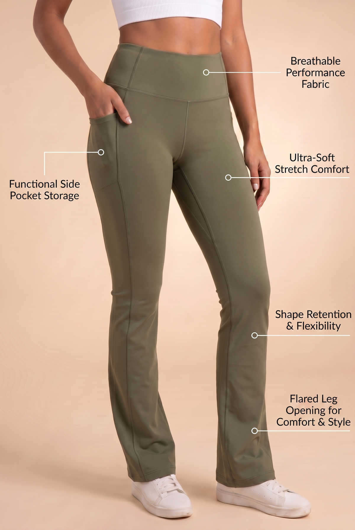 SoftTouch Pocket High-Waist Flare Legging Apparel & Accessories > Activewear > Leggings > Flare Leggings by Profit Outfits