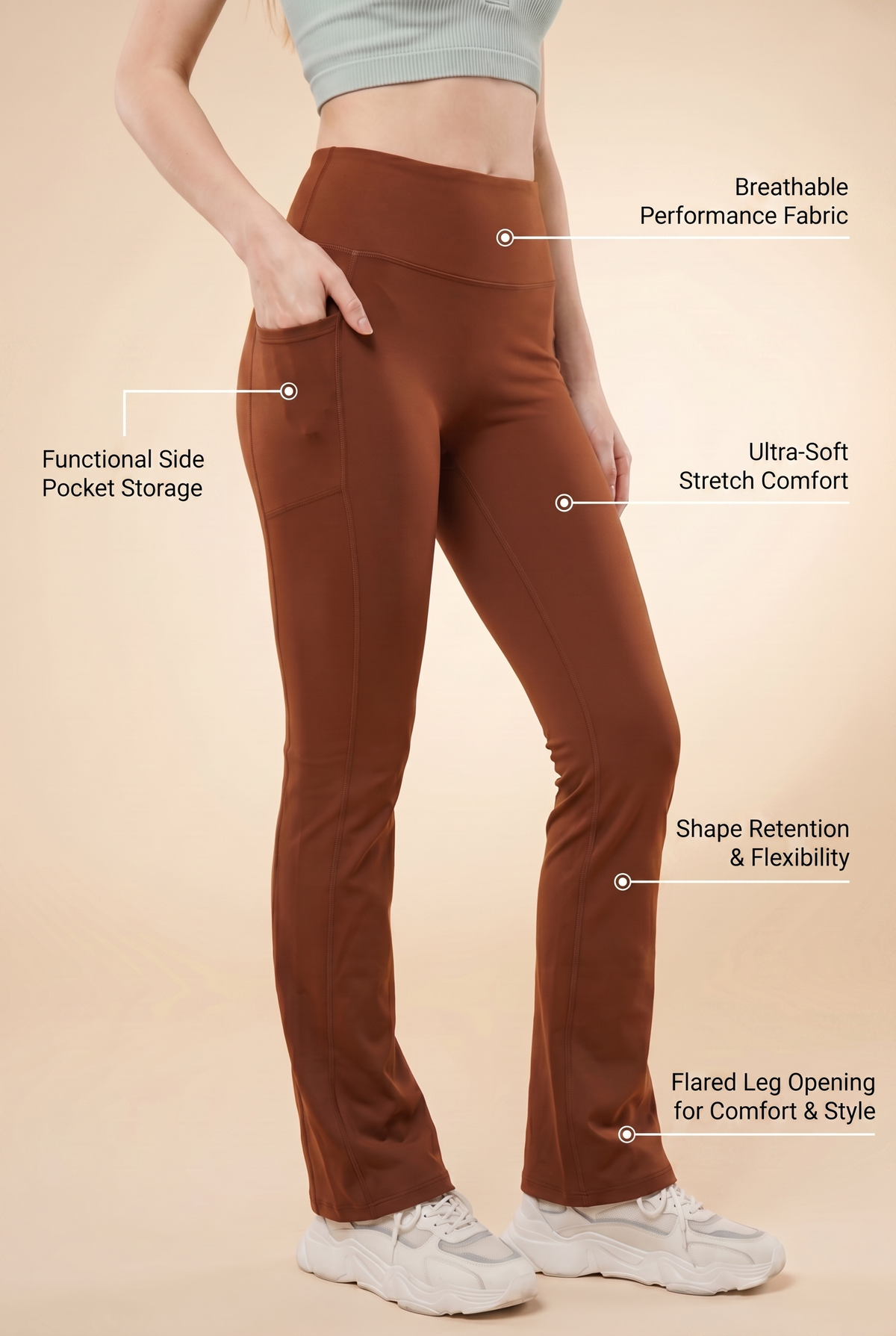 SoftTouch Pocket High-Waist Flare Legging Apparel & Accessories > Activewear > Leggings > Flare Leggings by Profit Outfits