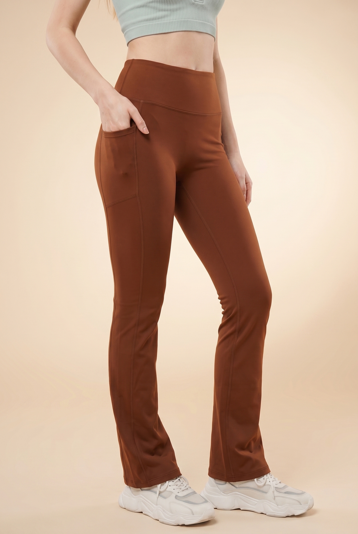 SoftTouch Pocket High-Waist Flare Legging Apparel & Accessories > Activewear > Leggings > Flare Leggings by Profit Outfits