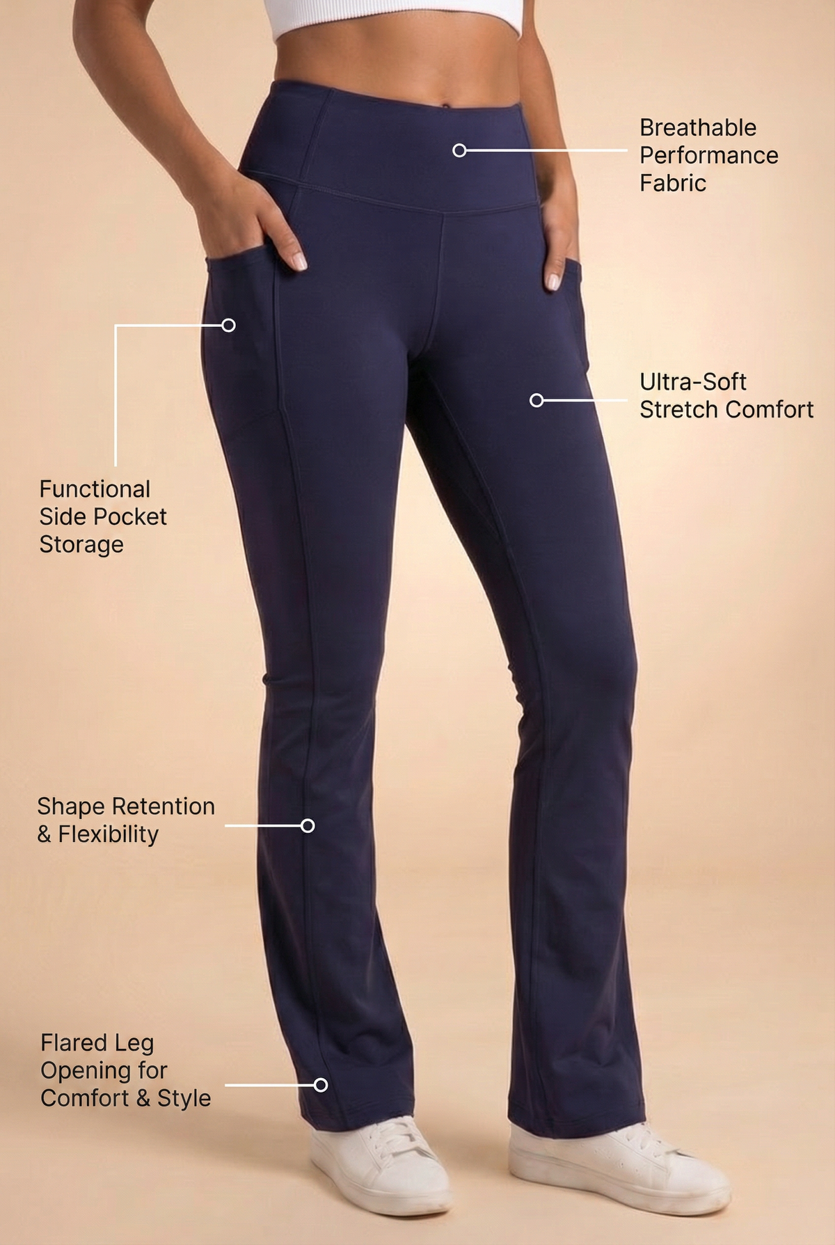 SoftTouch Pocket High-Waist Flare Legging Apparel & Accessories > Activewear > Leggings > Flare Leggings by Profit Outfits