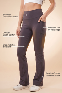 SoftTouch Pocket High-Waist Flare Legging Apparel & Accessories > Activewear > Leggings > Flare Leggings by Profit Outfits