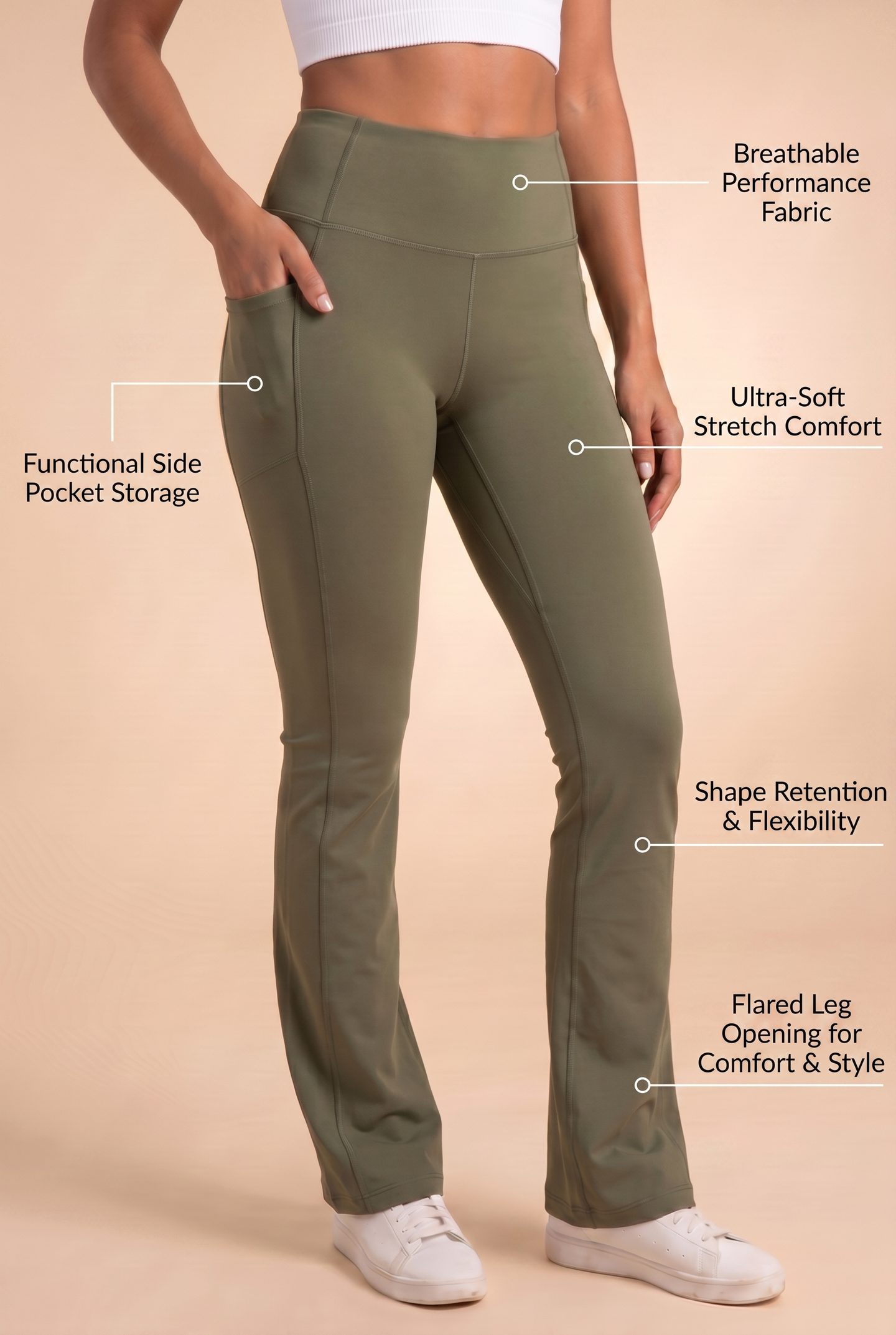SoftTouch Pocket High-Waist Flare Legging  by PROFIT OUTFITS