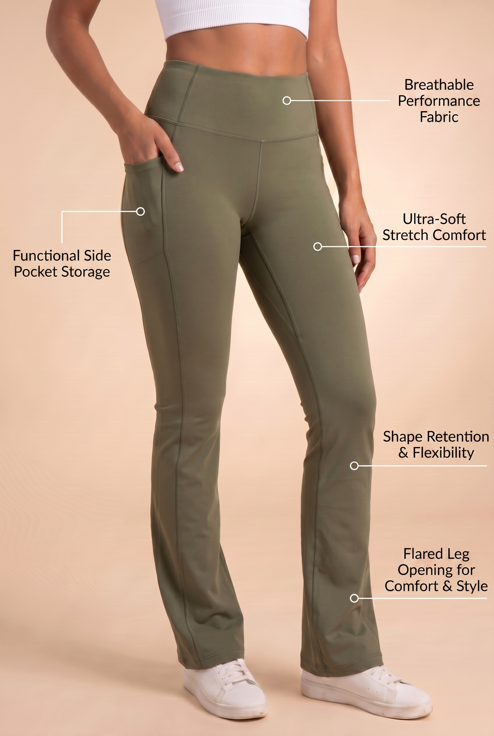 SoftTouch Pocket High-Waist Flare Legging  by PROFIT OUTFITS
