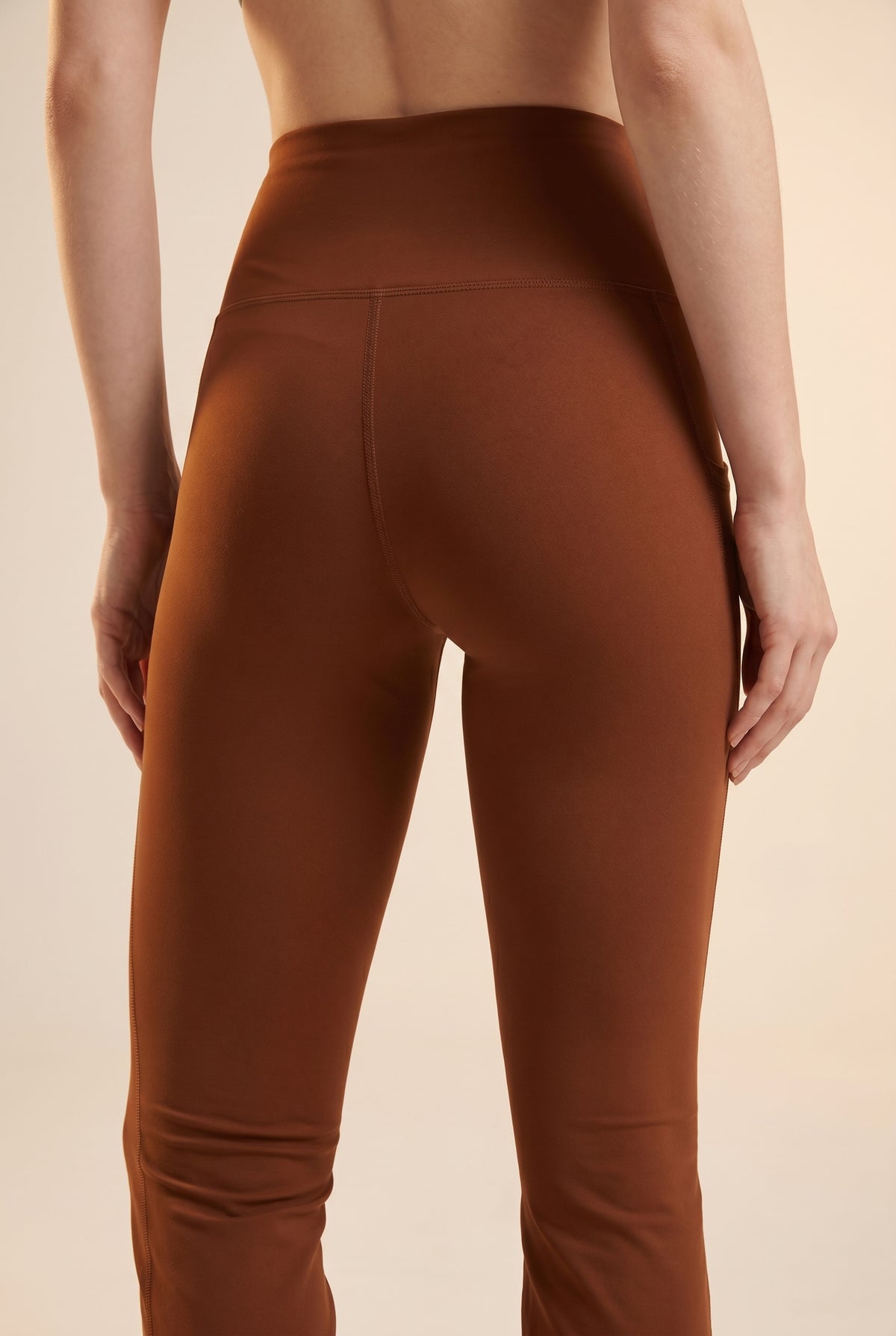 SoftTouch Pocket High-Waist Flare Legging - Brown Apparel & Accessories > Activewear > Leggings > Flare Leggings by Profit Outfits