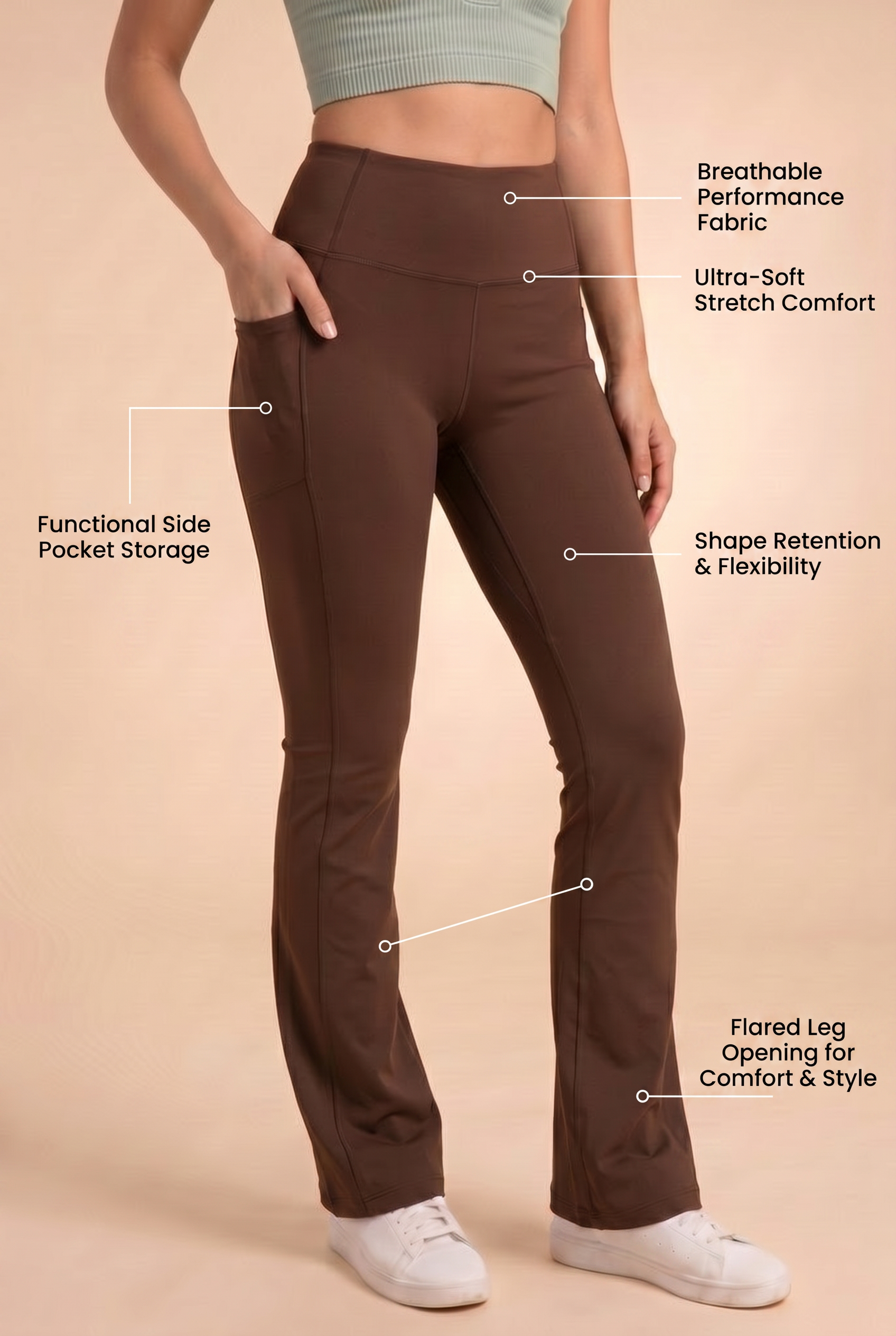 SoftTouch Pocket High-Waist Flare Legging  by Profit Outfits