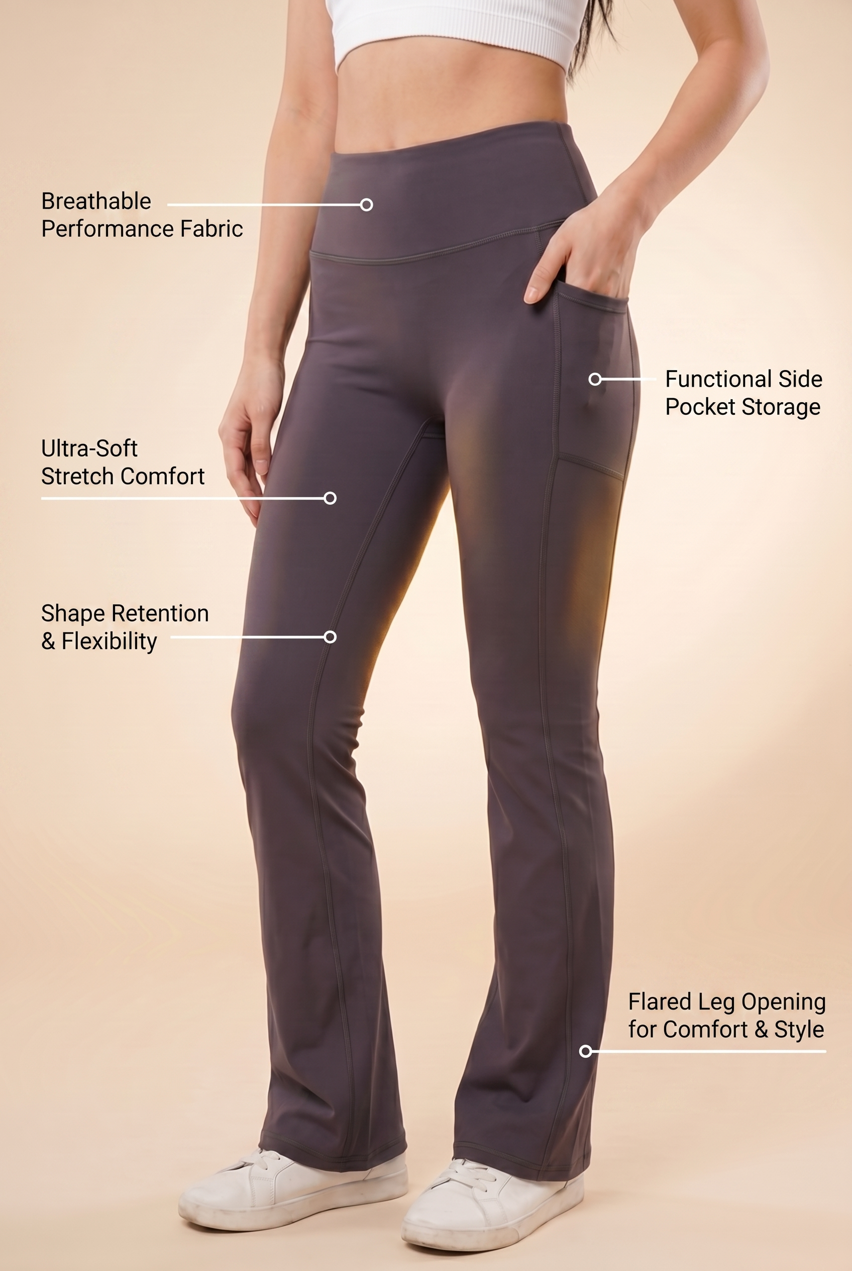 SoftTouch Pocket High-Waist Flare Legging  by Profit Outfits