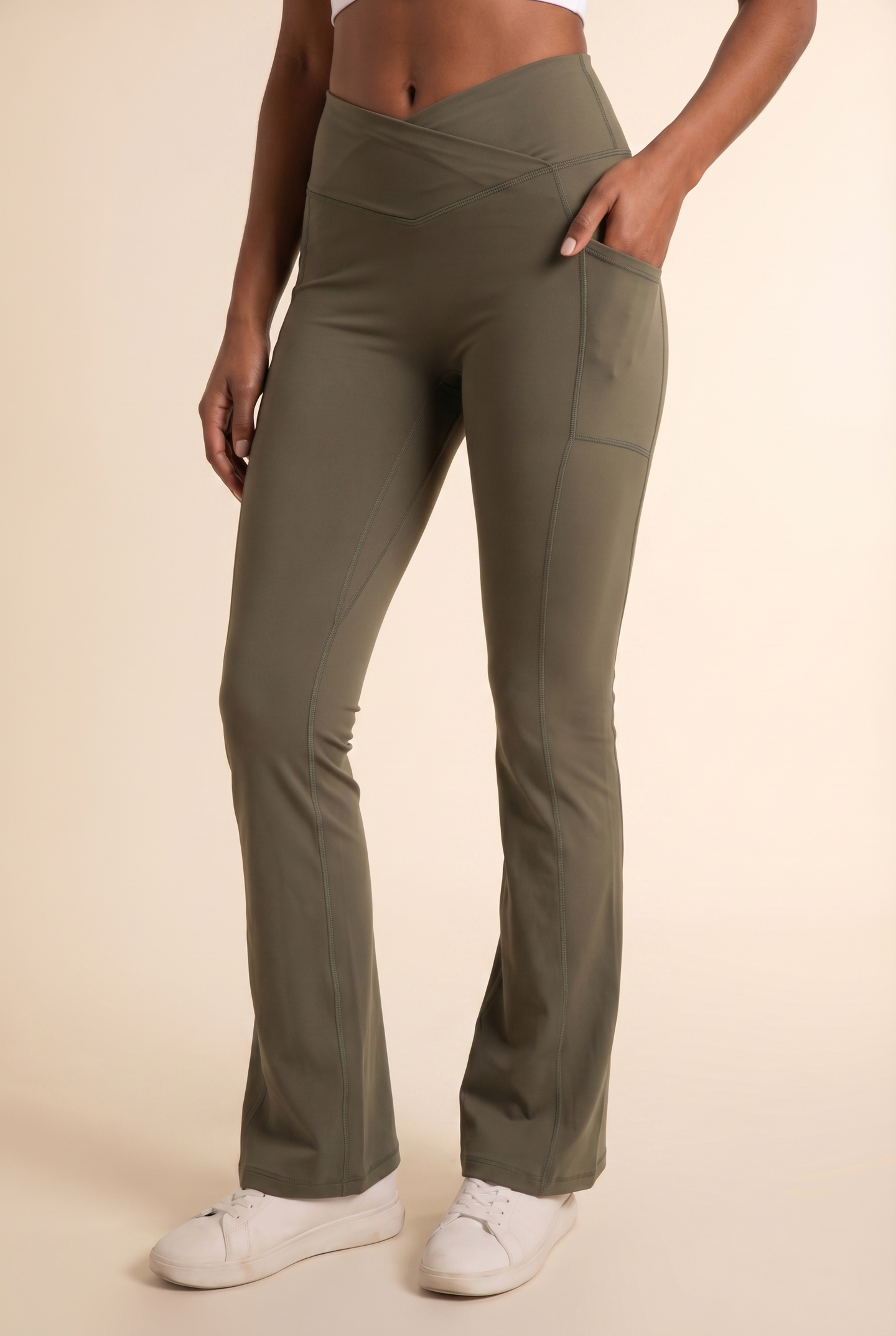 SoftTouch Pocket V-Waist Flare Legging  by PROFIT OUTFITS