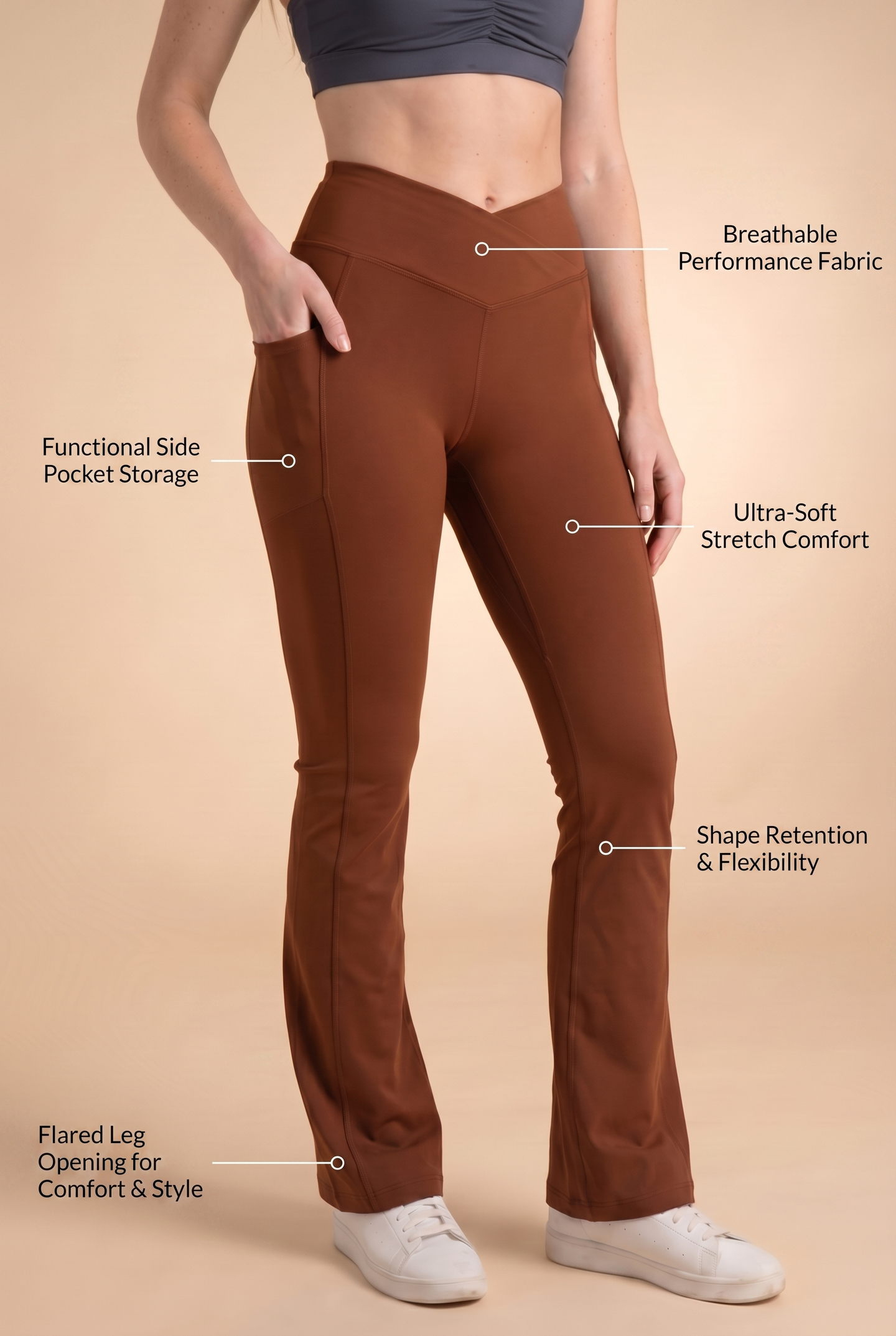 SoftTouch Pocket V-Waist Flare Legging  by PROFIT OUTFITS