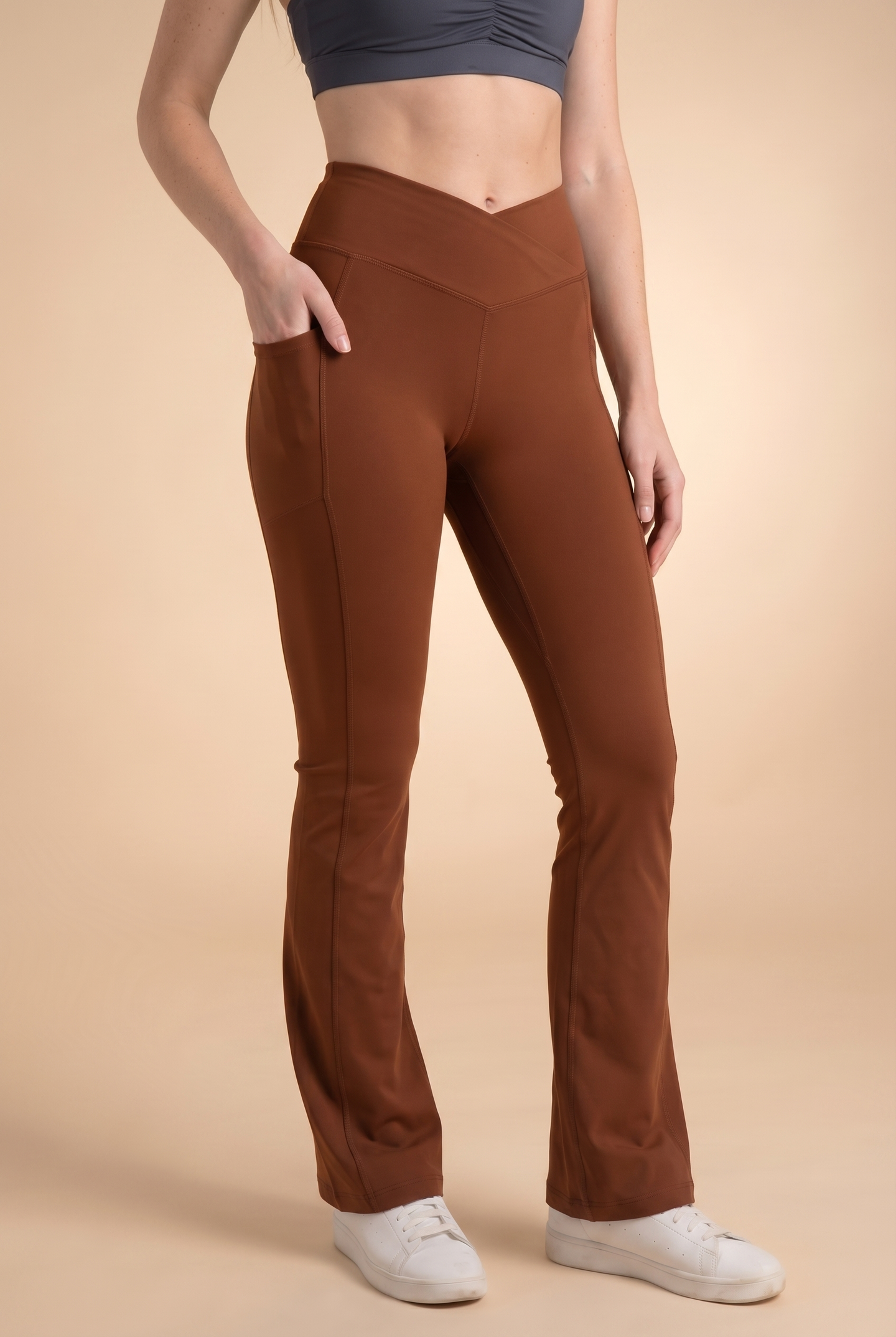 SoftTouch Pocket V-Waist Flare Legging  by Profit Outfits