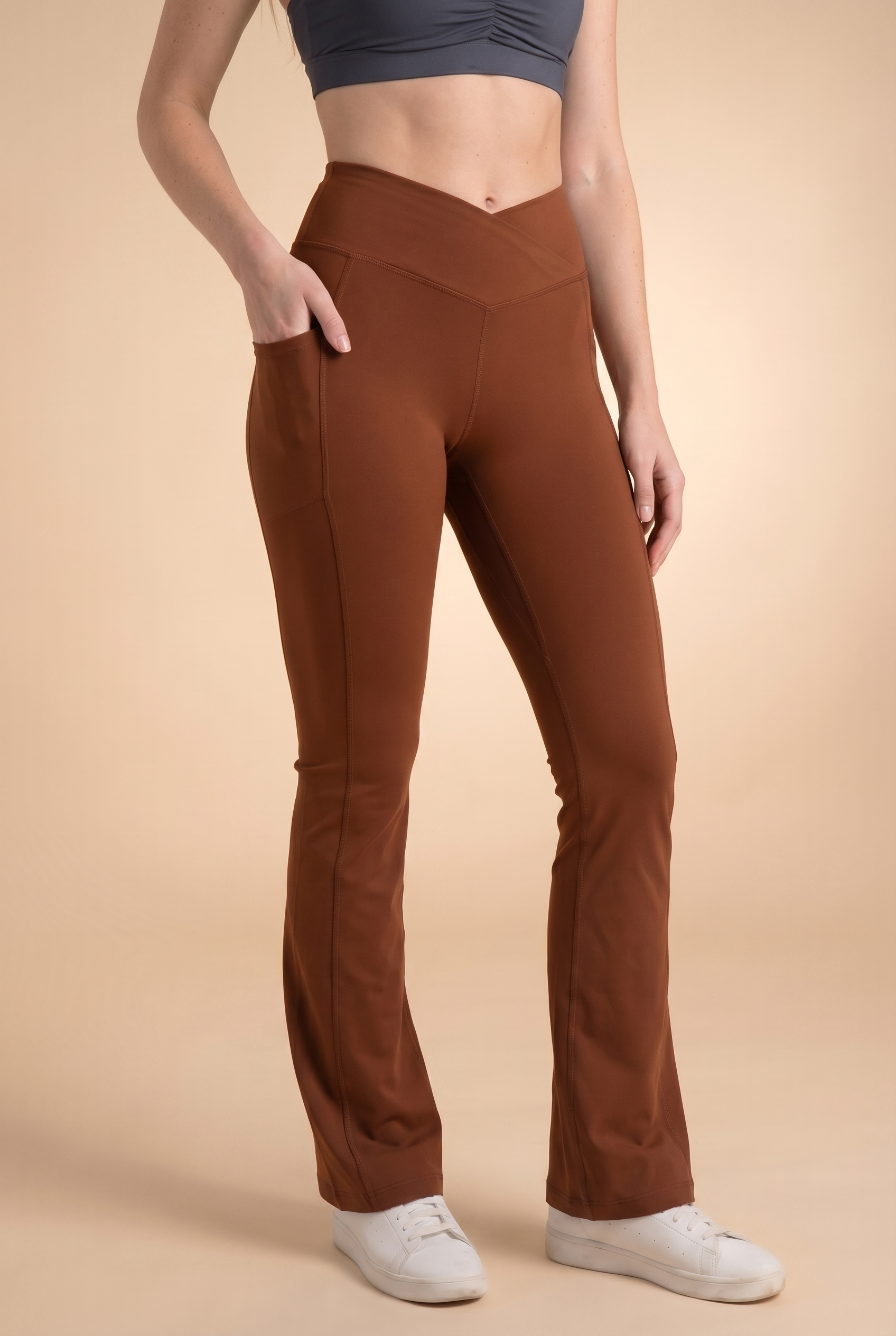 SoftTouch Pocket V-Waist Flare Legging  by Profit Outfits