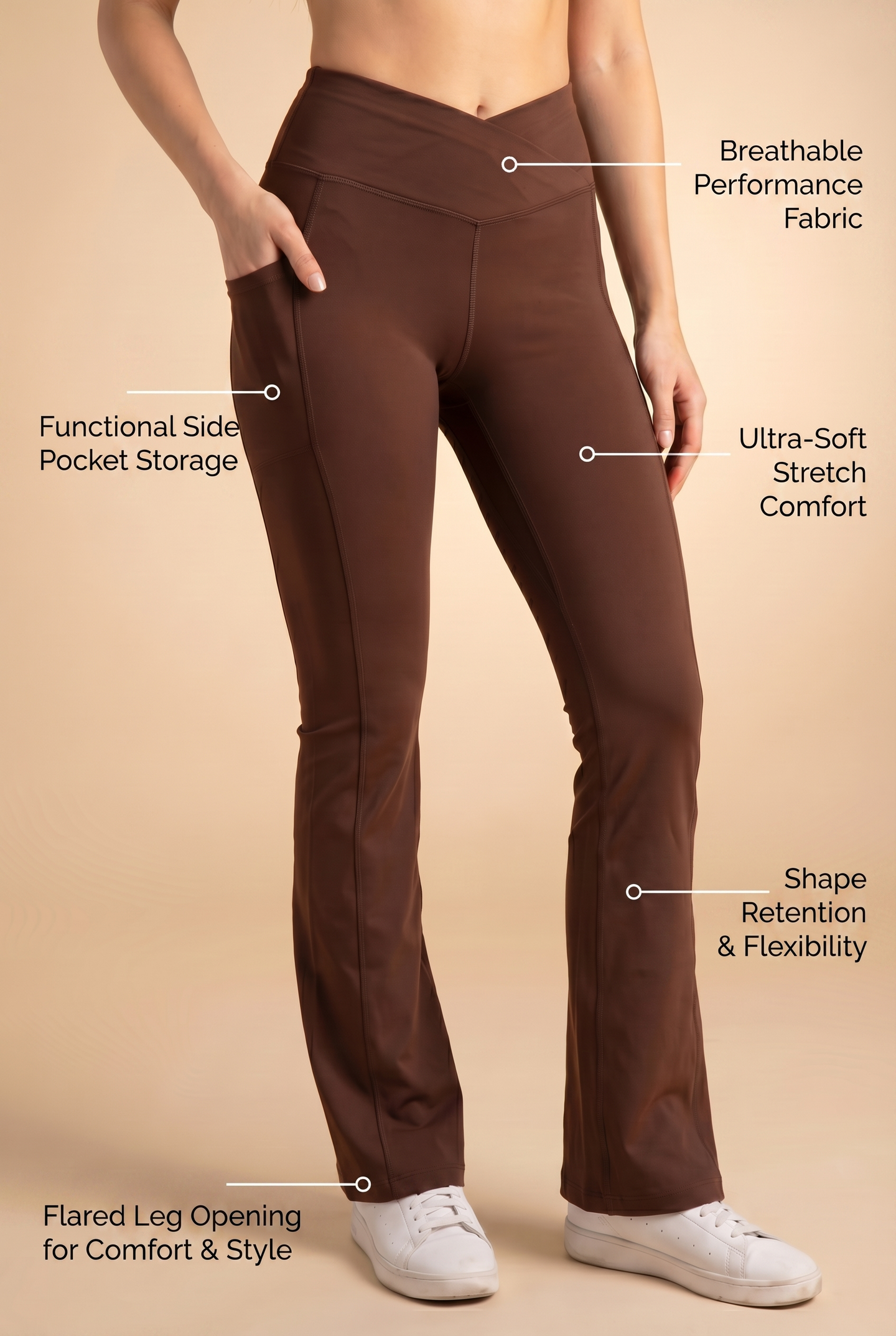 SoftTouch Pocket V-Waist Flare Legging  by PROFIT OUTFITS