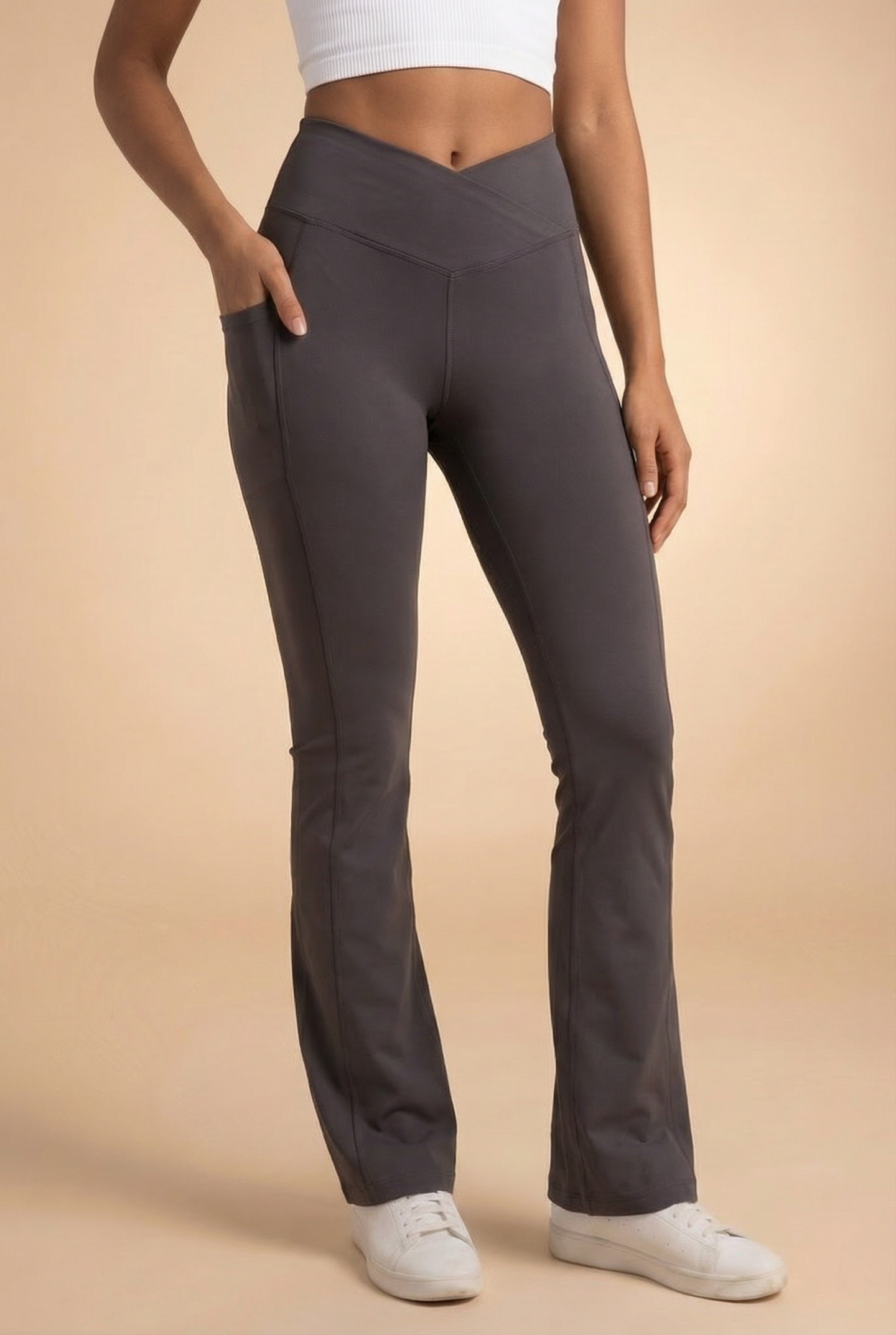 SoftTouch Pocket V-Waist Flare Legging  by PROFIT OUTFITS