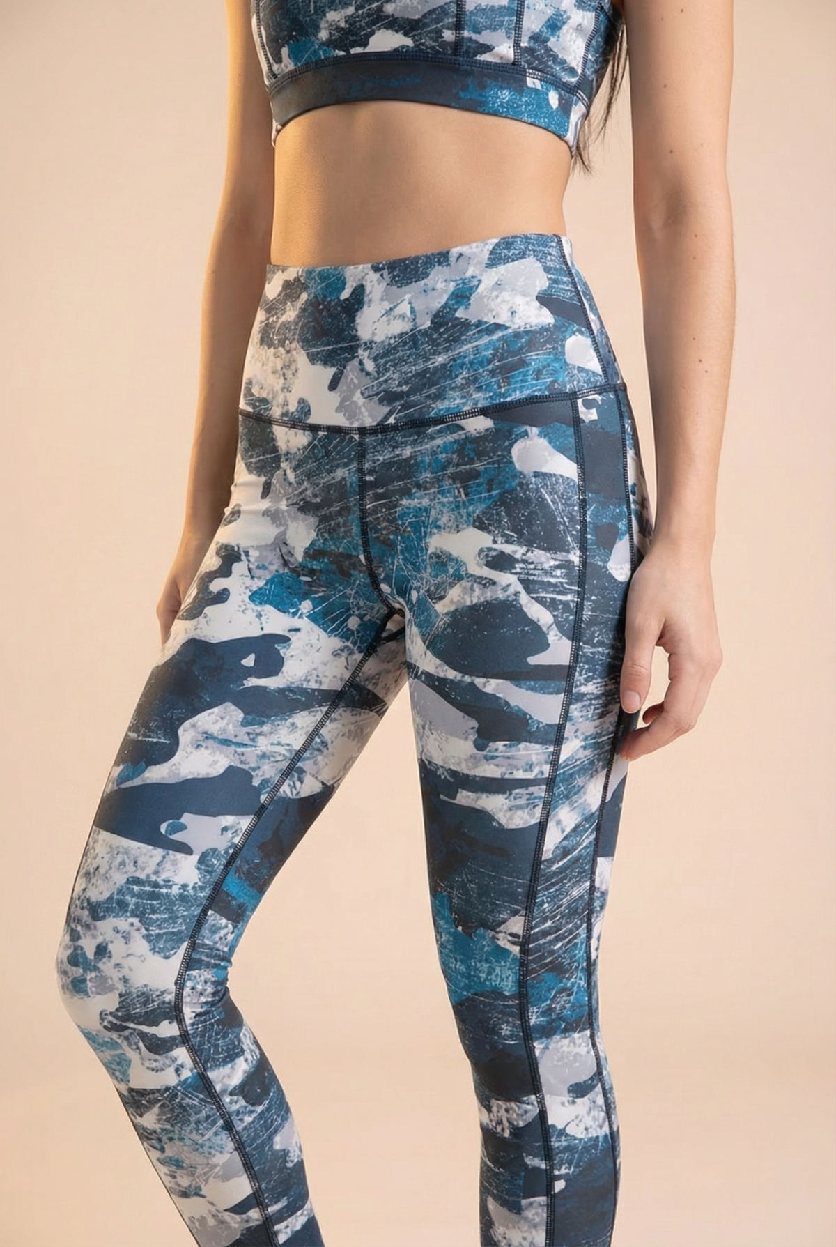 StudioPrint Blue Camo High-Waist Legging Apparel & Accessories > Activewear > Leggings > High-Waist Leggings by Profit Outfits
