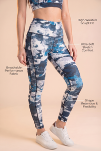 StudioPrint Blue Camo High-Waist Legging Apparel & Accessories > Activewear > Leggings > High-Waist Leggings by Profit Outfits