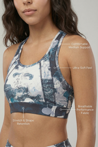 StudioPrint Blue Camo Sports Bra Apparel & Accessories > Activewear > Sports Bras by Profit Outfits