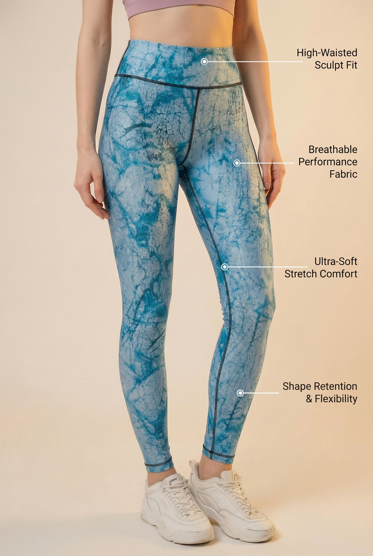 StudioPrint Blue Marble High-Waist Legging Apparel & Accessories > Activewear > Leggings > High-Waist Leggings by Profit Outfits