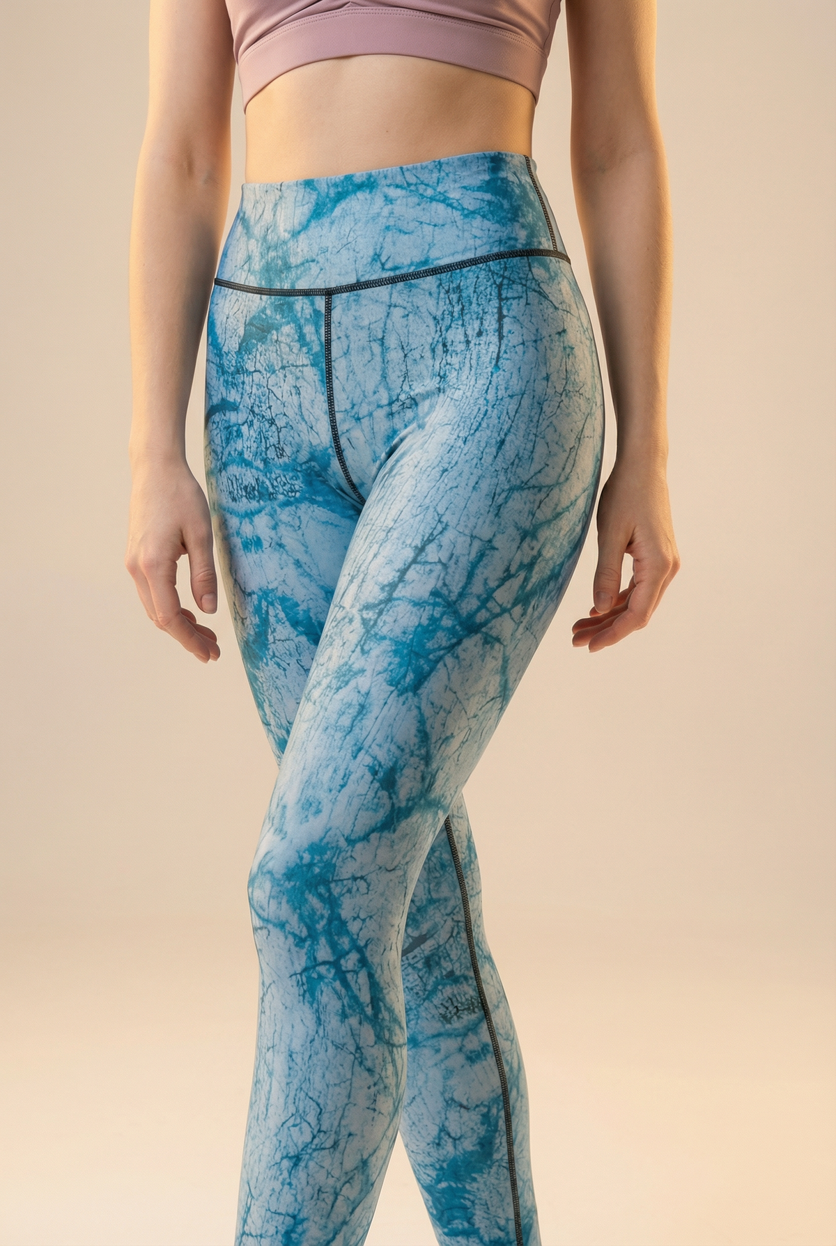 StudioPrint Blue Marble High-Waist Legging Apparel & Accessories > Activewear > Leggings > High-Waist Leggings by Profit Outfits