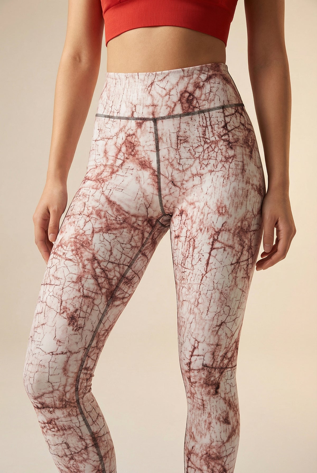 StudioPrint Blue Marble High-Waist Legging - Brown Apparel & Accessories > Activewear > Leggings > High-Waist Leggings by Profit Outfits