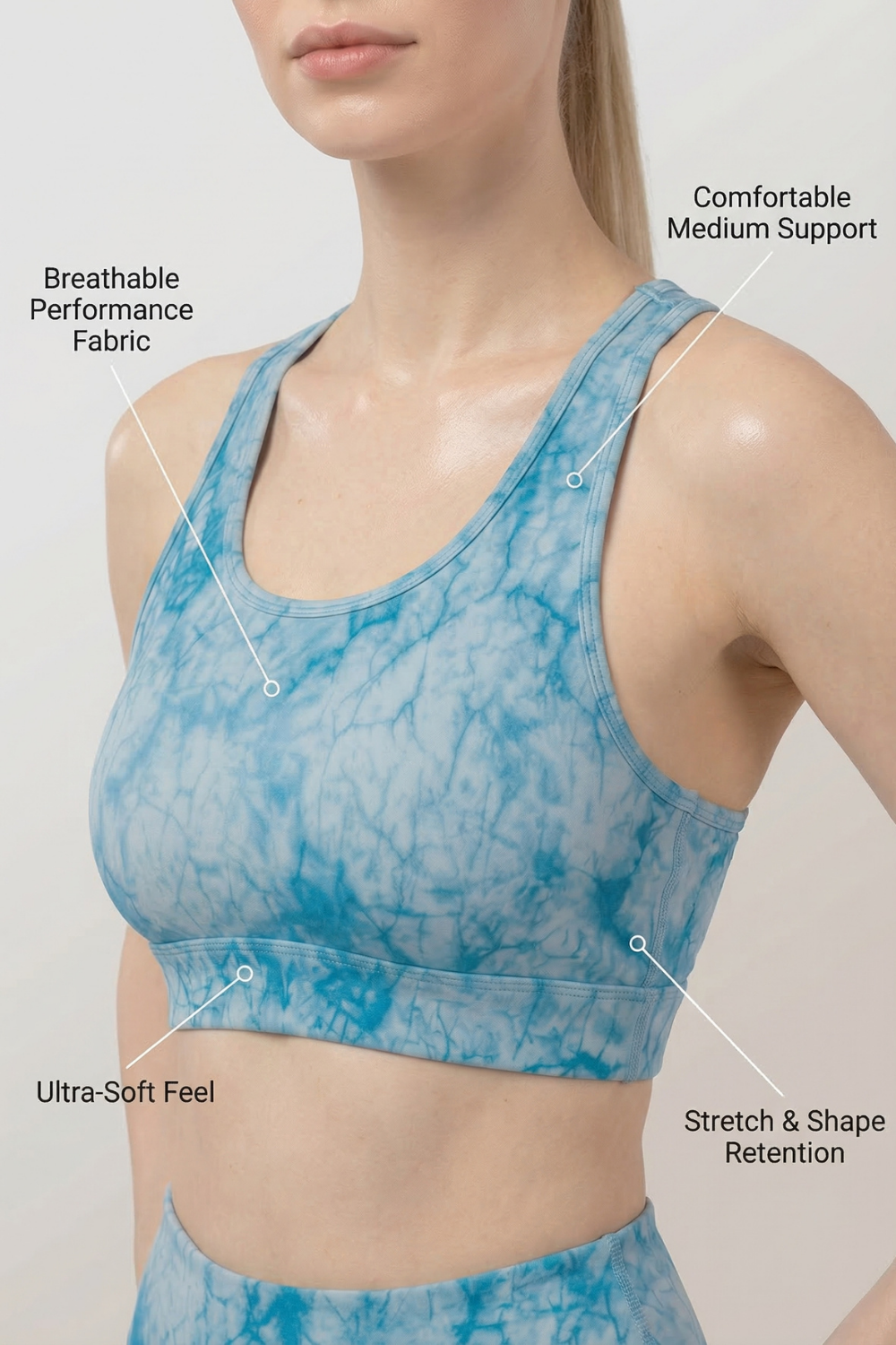 StudioPrint Blue Marble Sports Bra Apparel & Accessories > Activewear > Sports Bras by Profit Outfits