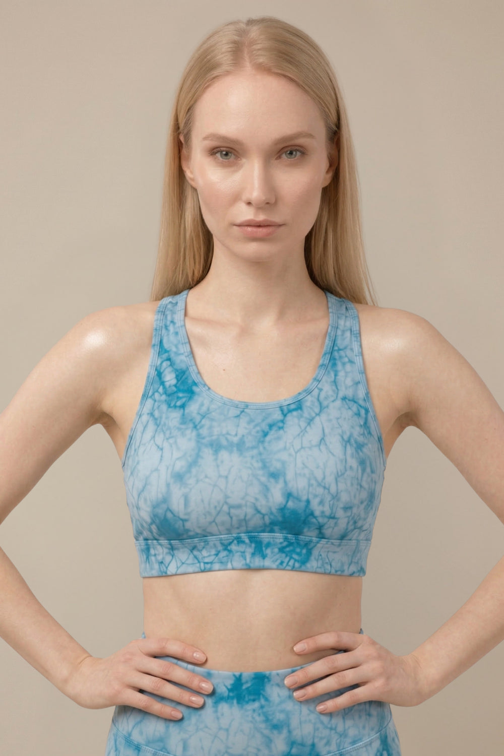 StudioPrint Blue Marble Sports Bra Apparel & Accessories > Activewear > Sports Bras by Profit Outfits