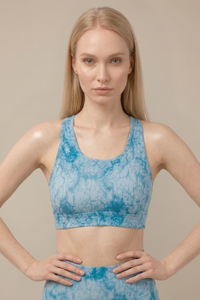 StudioPrint Blue Marble Sports Bra Apparel & Accessories > Activewear > Sports Bras by Profit Outfits