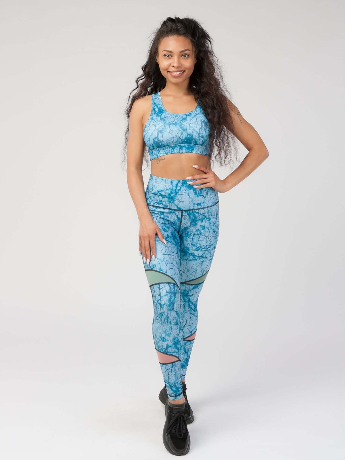 StudioPrint Blue Print High-Waist Legging Apparel & Accessories > Activewear > Leggings > High-Waist Leggings by Profit Outfits