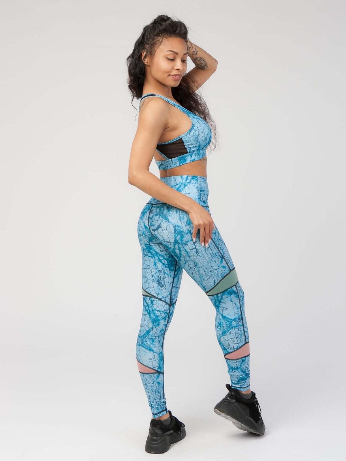 StudioPrint Blue Print High-Waist Legging Apparel & Accessories > Activewear > Leggings > High-Waist Leggings by Profit Outfits