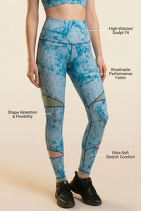 StudioPrint Blue Print High-Waist Legging Apparel & Accessories > Activewear > Leggings > High-Waist Leggings by Profit Outfits
