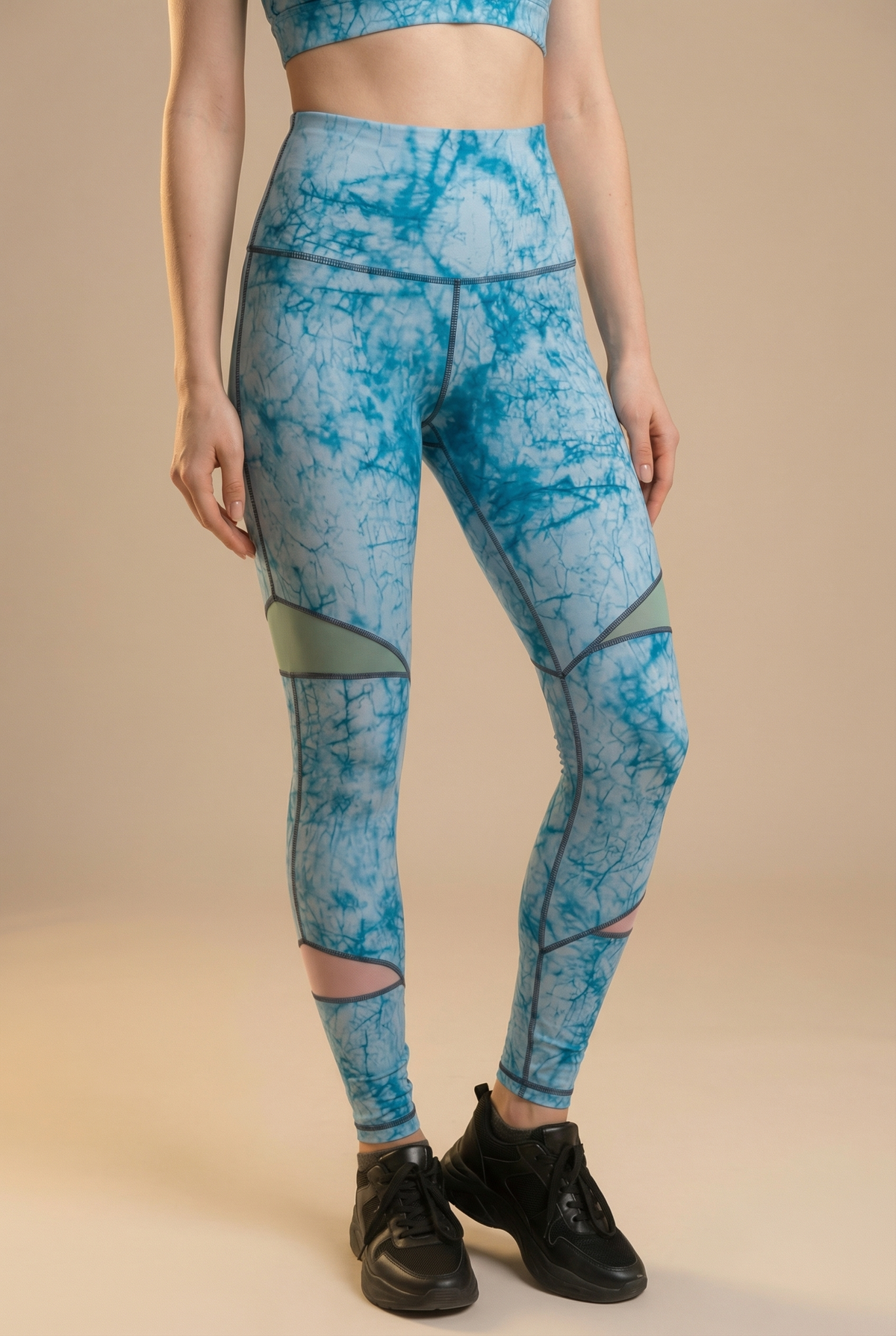 StudioPrint Blue Print High-Waist Legging Apparel & Accessories > Activewear > Leggings > High-Waist Leggings by Profit Outfits
