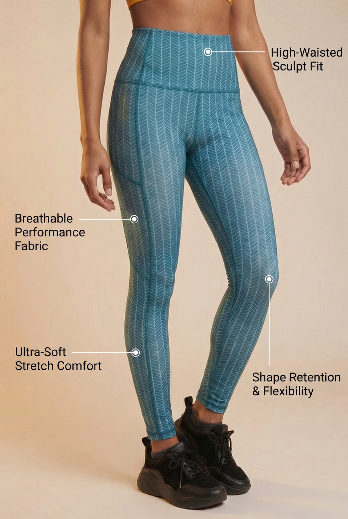 StudioPrint Geo Pocket High-Waist Legging Apparel & Accessories > Activewear > Leggings > High-Waist Leggings by Profit Outfits
