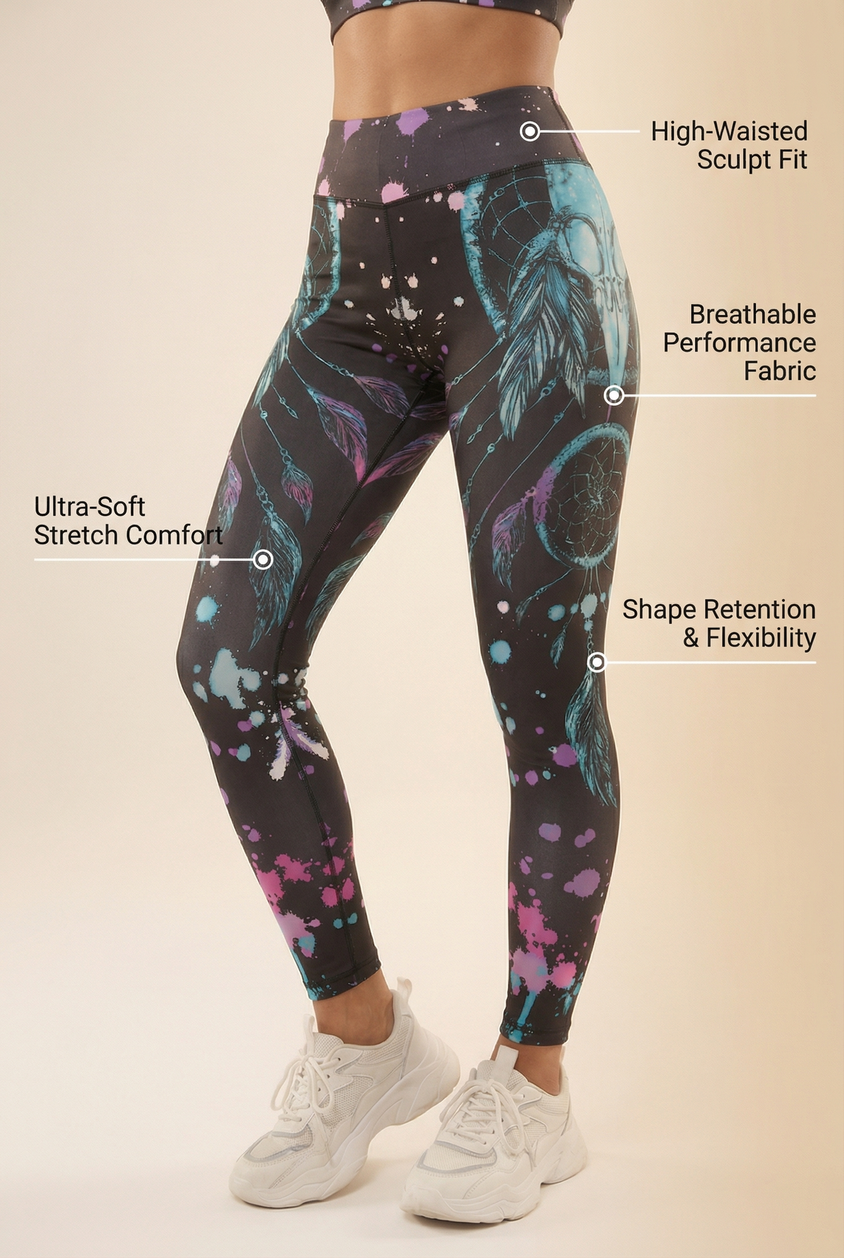 StudioPrint High-Waist Legging Apparel & Accessories > Activewear > Leggings > High-Waist Leggings by Profit Outfits