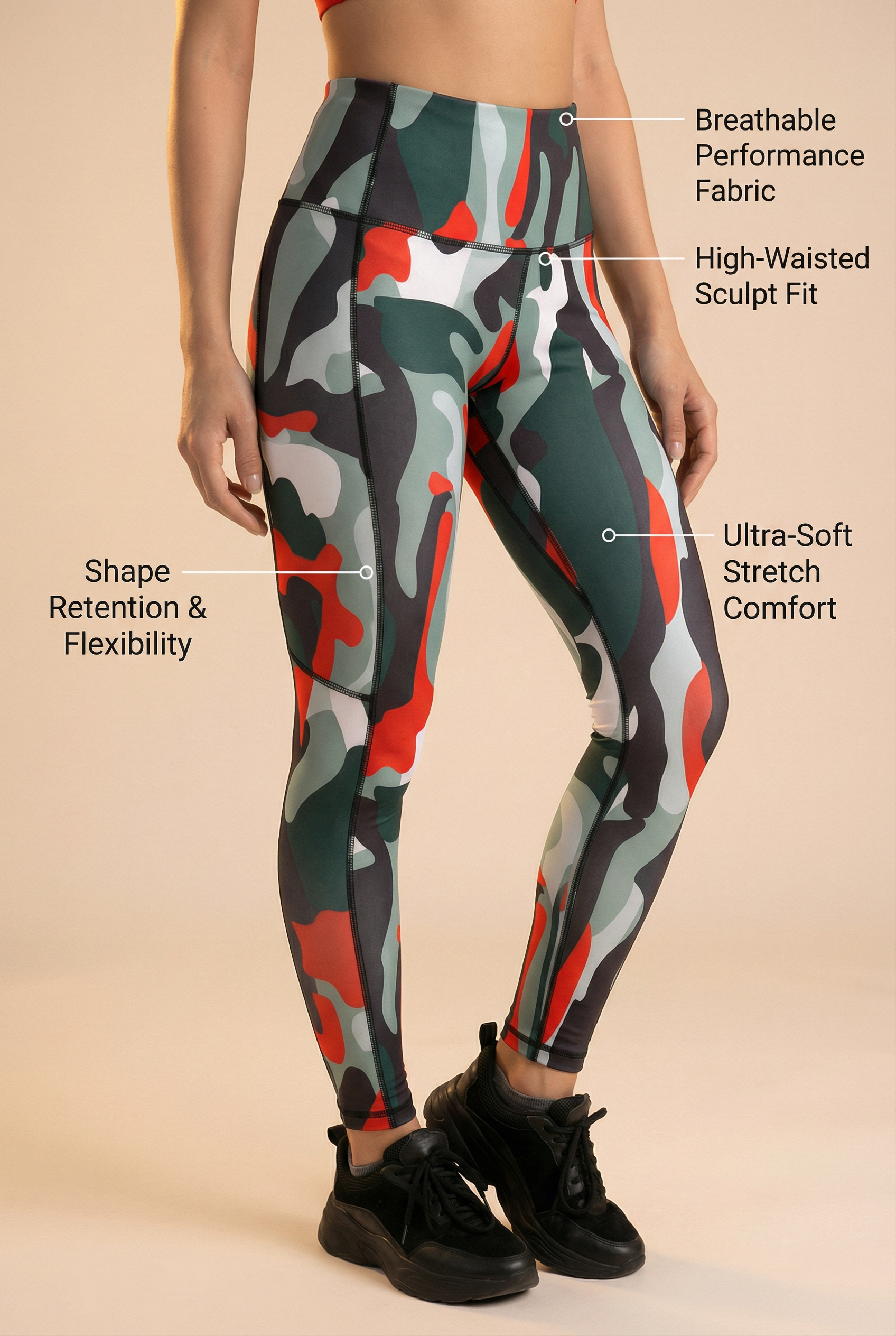 StudioPrint Multi Camo High-Waist Legging  by PROFIT OUTFITS