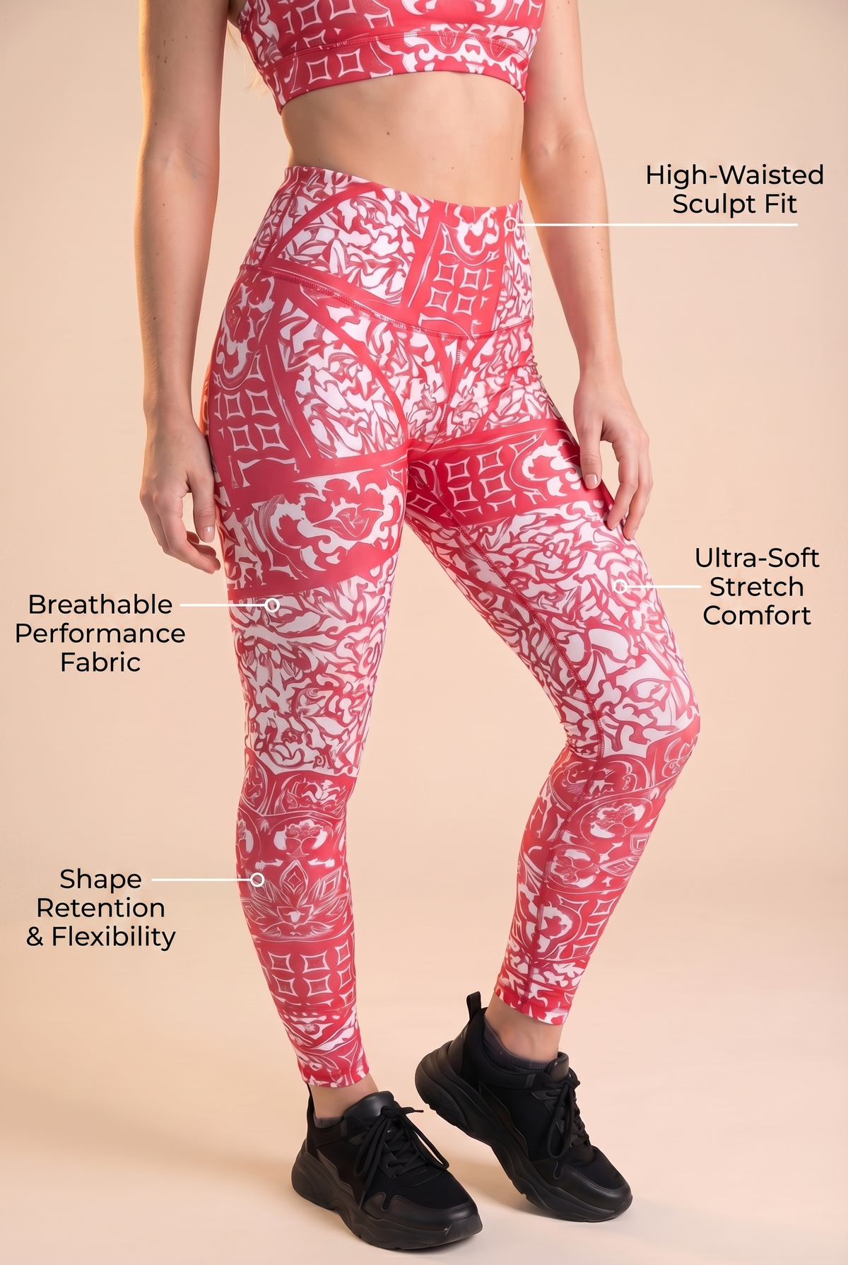 StudioPrint Ornamental High-Waist Legging Apparel & Accessories > Activewear > Leggings > High-Waist Leggings by Profit Outfits